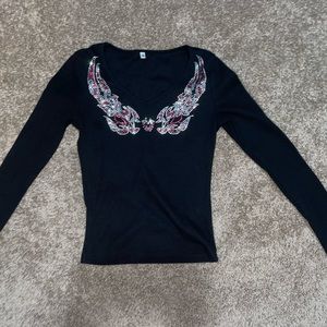Y2K RHINESTONE FITTED LONG SLEEVE
